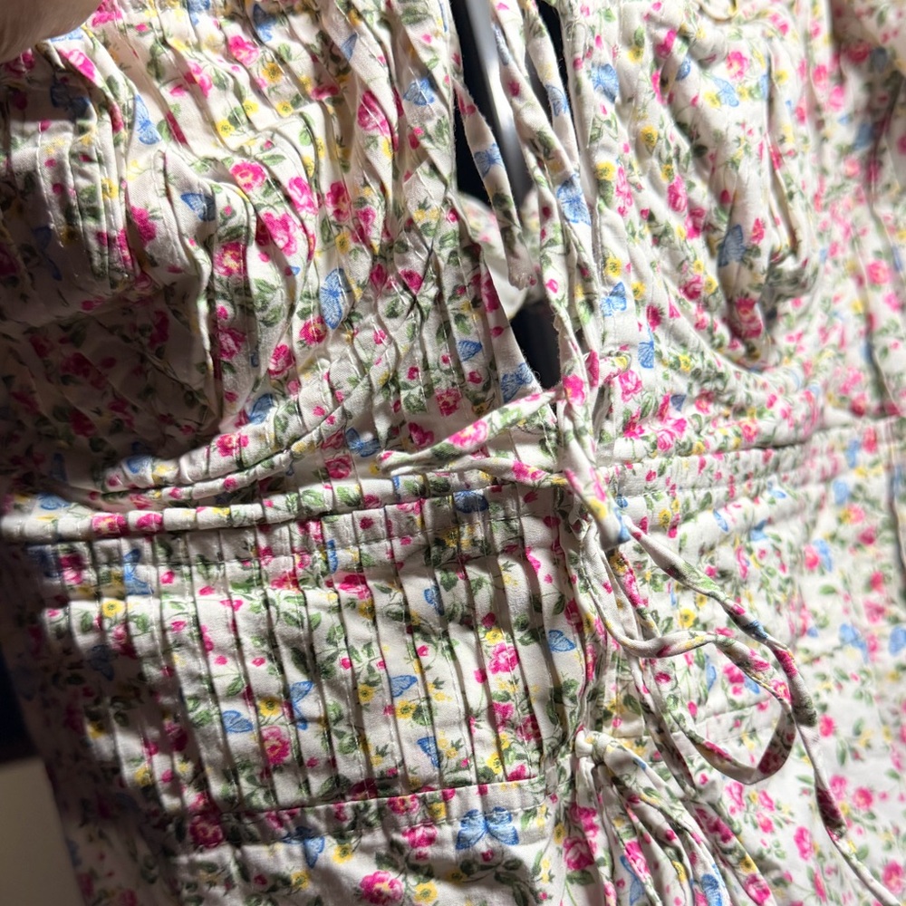 For Love And Lemons Lucca Floral Puff Sleeve Mini Dress. - Picture 4 of 6